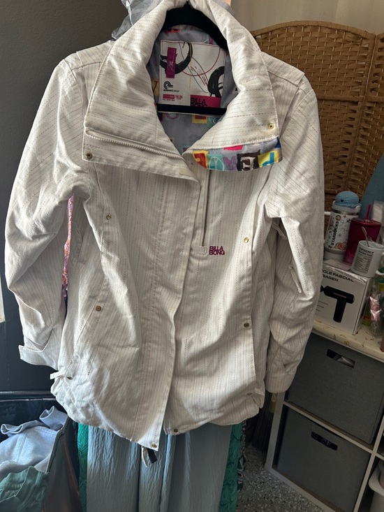 Billabong Jackets & Blazers - Billabong x Jamie Anderson Ski Jacket Insulated White with Colorful Trim